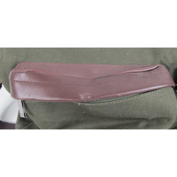 Hook & Albert Twill Garment Weekender Bag Green Canvas Leather Duffle- Rare - Picture 6 of 11